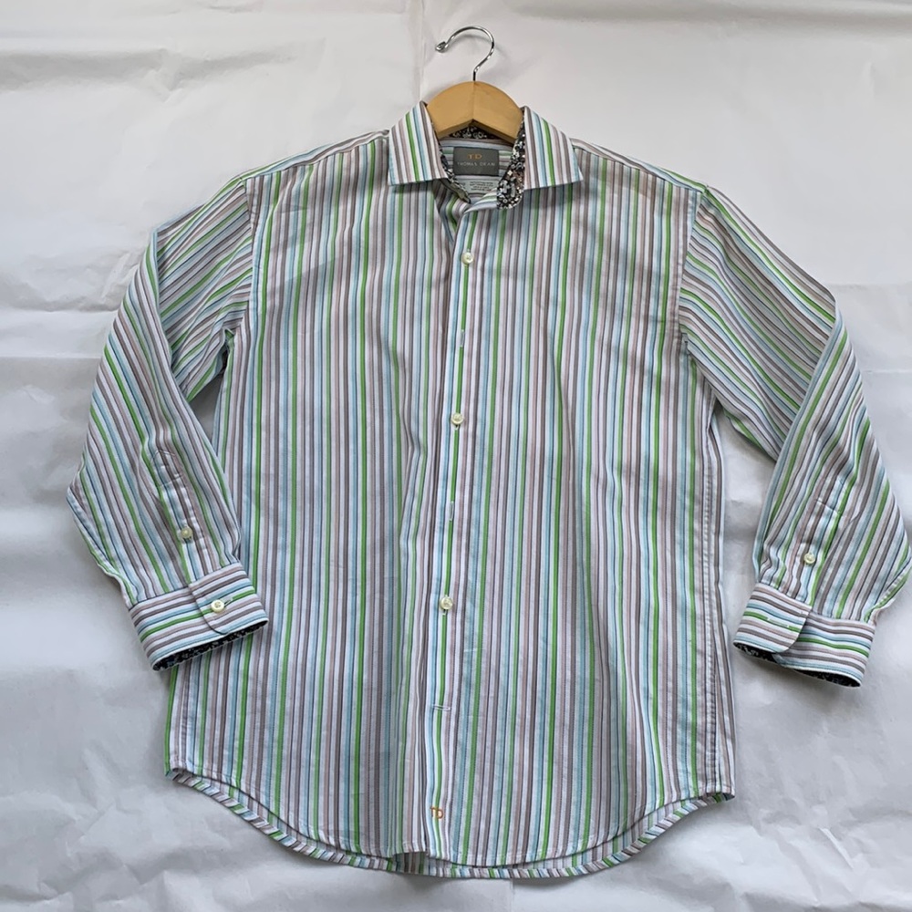Thomas Dean Boys Striped Dress/ Casual Shirt Nordstrom - Sz M